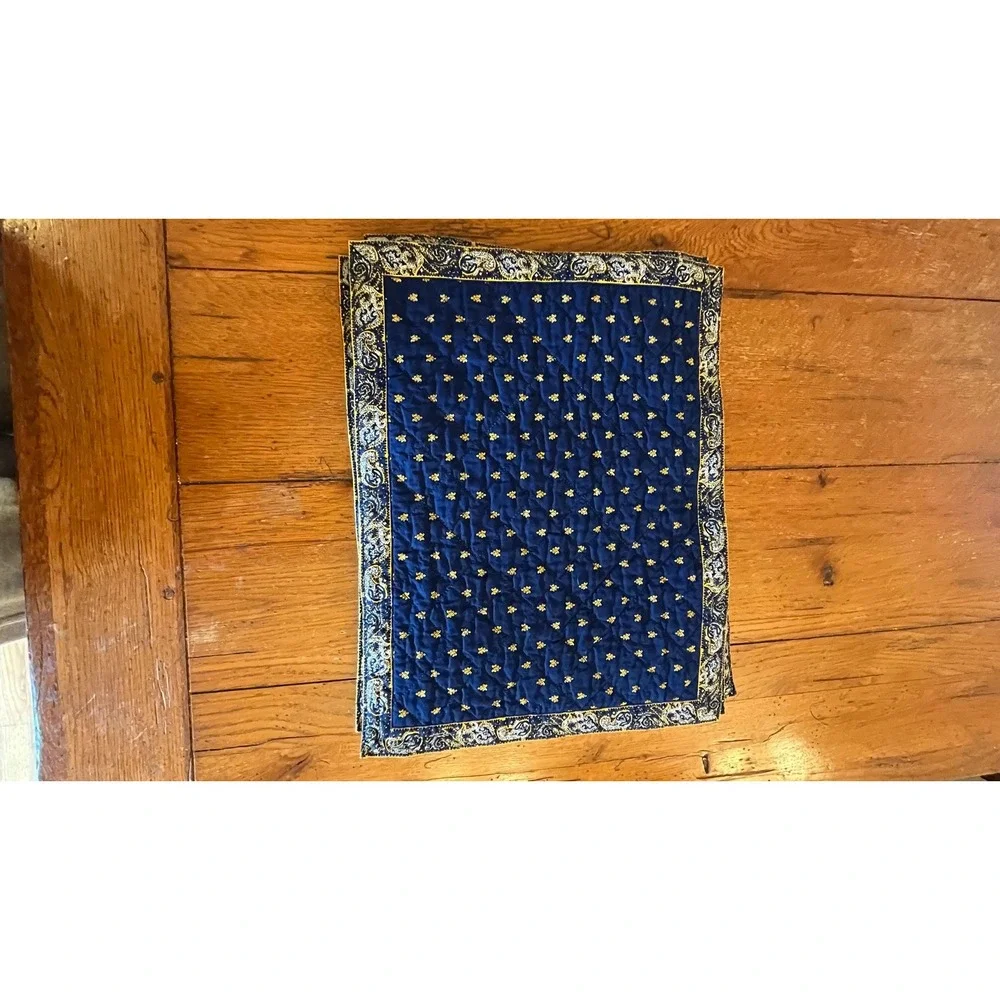 Valdrome French Quilted Placemats Blue Yellow Cotton Provençal set of 8